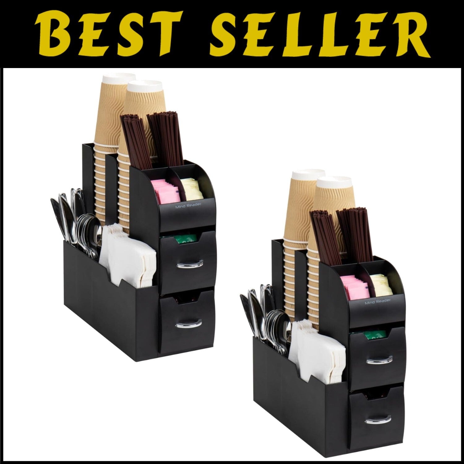 Efficient Countertop Organizer for Coffee & Condiments, Set of 2 - Non-Slip Base