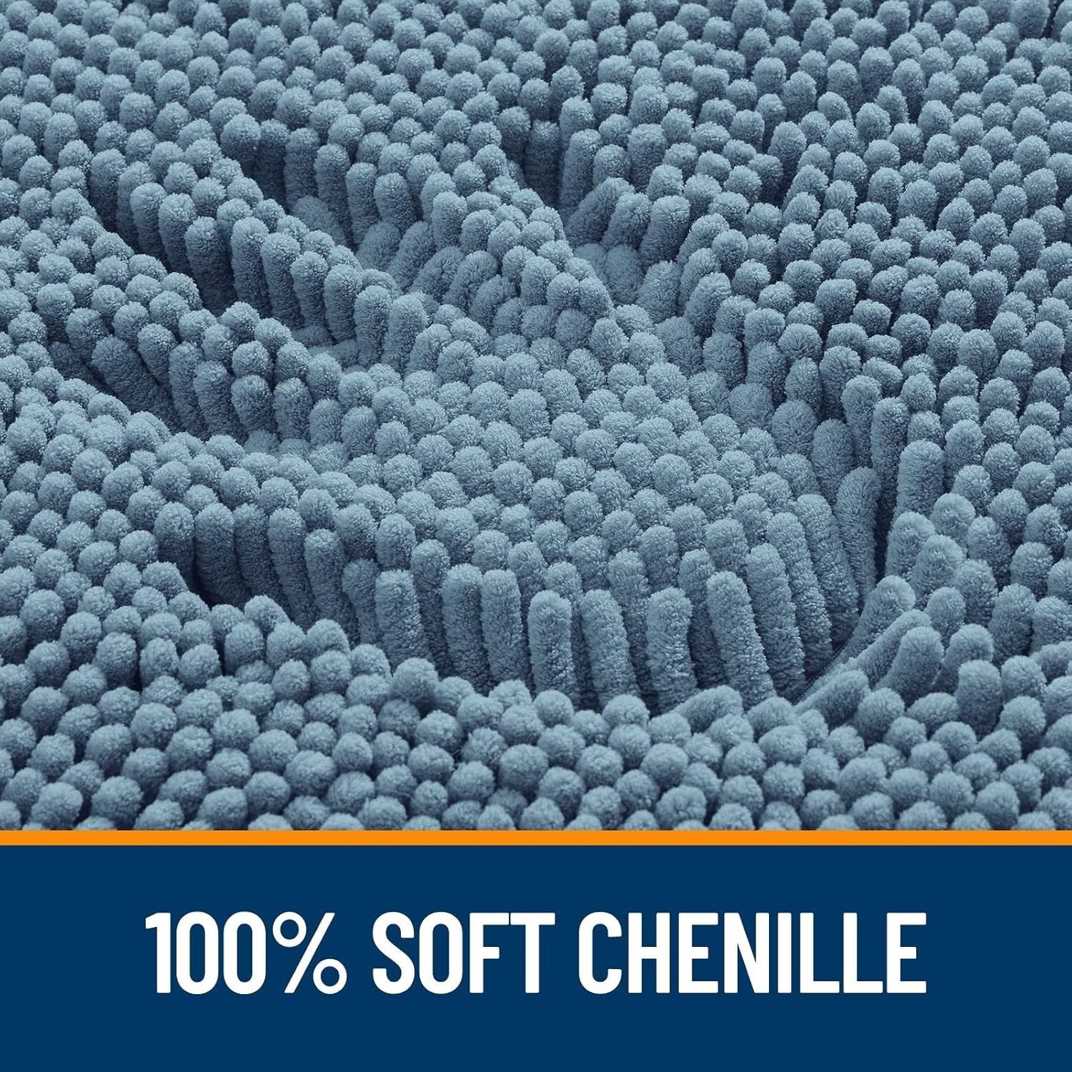 Airy Blue Chenille Bath Mat 30x20 - Plush, Absorbent & Machine Washable Beauty