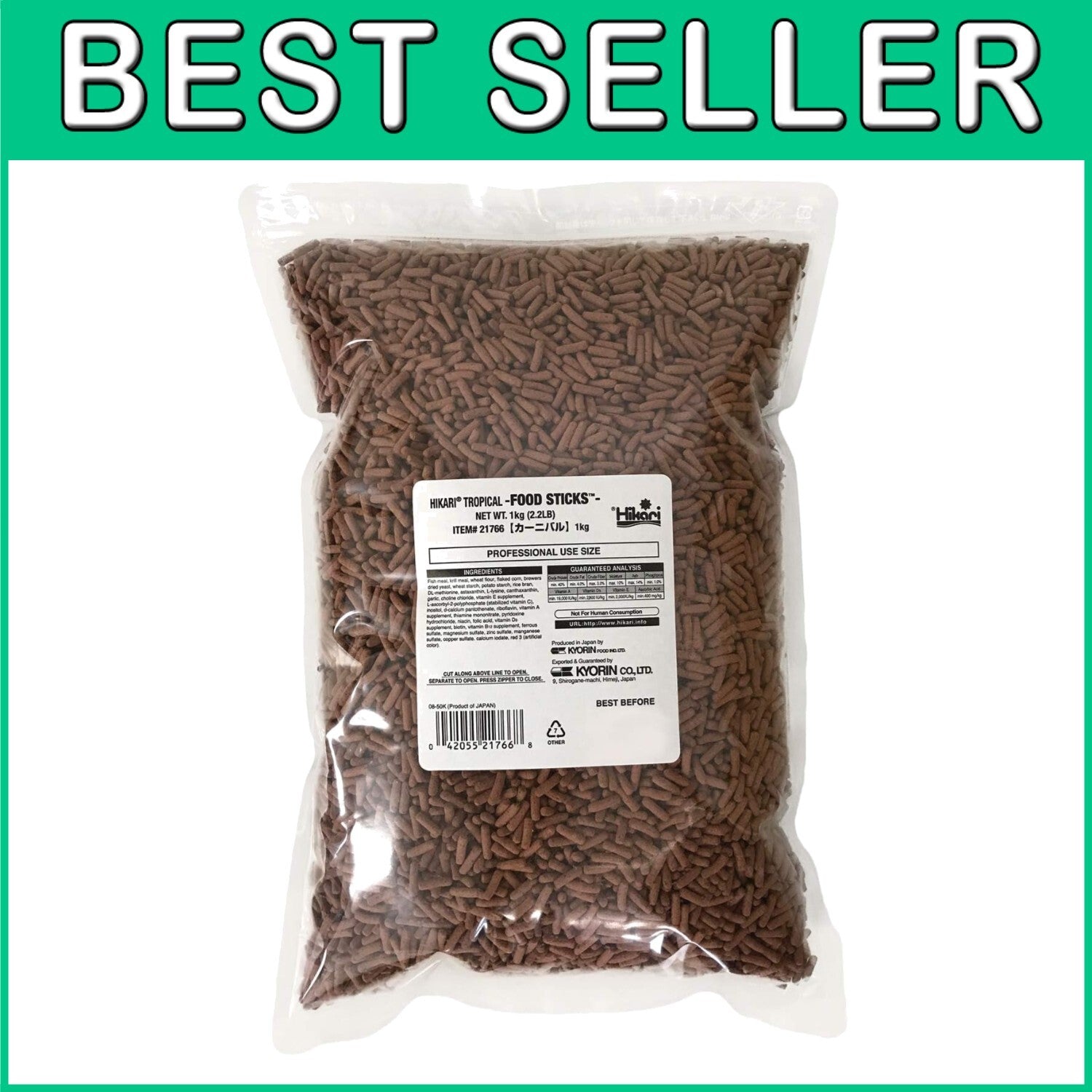 Hikari Floating Fish Food Sticks for Large Breeds – 2.2 Pound Nutrition Boost