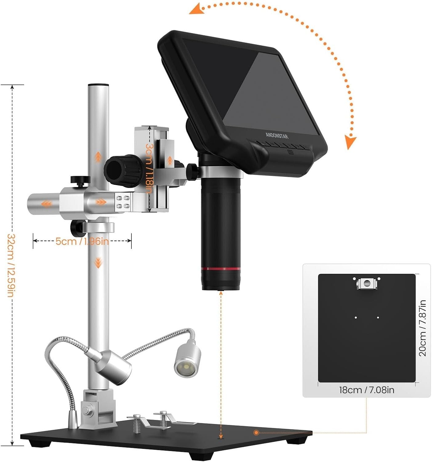 AD407 Pro 3D HDMI Digital Microscope with 7" LCD Screen for Precision Repairs