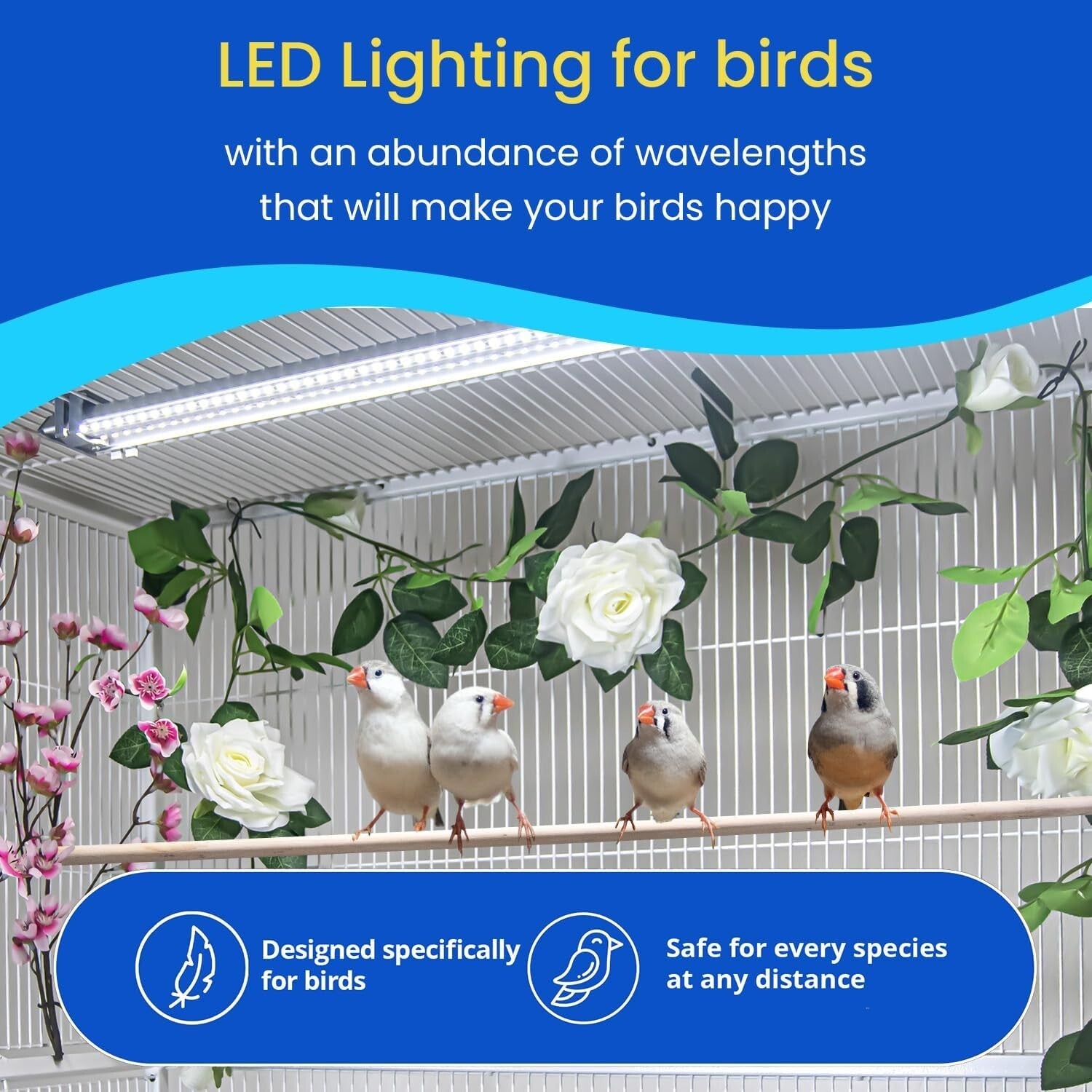 LED Bird Cage Light - 28.5'' Full Spectrum Design for Healthy Soft-Bill Birds