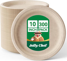 Load image into Gallery viewer, Durable Compostable Disposable Plates – 300 Count 10” Eco-Friendly Dinner Plates