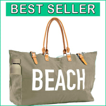 Load image into Gallery viewer, Waterproof Beach Bag with Vegan Leather Handles - Ideal Travel Tote for Women