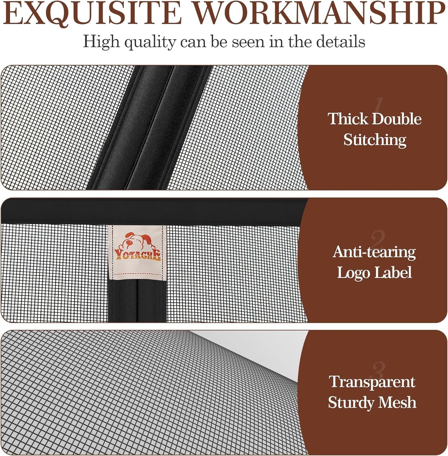 Elegant 74" x 80" Magnetic Door Screen - Heavy-Duty Mesh with Hook&Loop Design