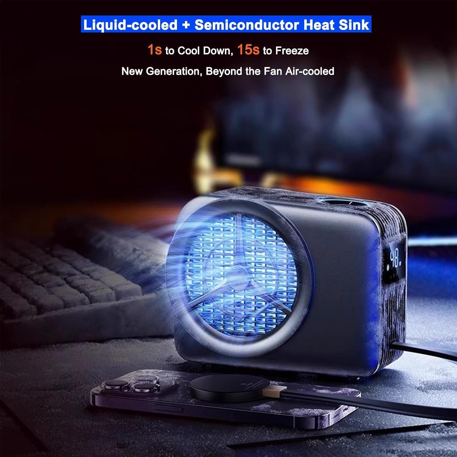 Ultra-Fast 48W Phone Cooler for Gaming & Streaming - Magnetic Liquid Cooling