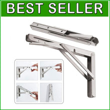 Load image into Gallery viewer, Versatile 550 lb Capacity 24'' Stainless Steel Folding Shelf Brackets - 2-Pack