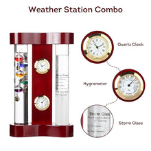 Load image into Gallery viewer, Indoor Weather Station with Galileo Thermometer, Storm Glass &amp; Precision Clock