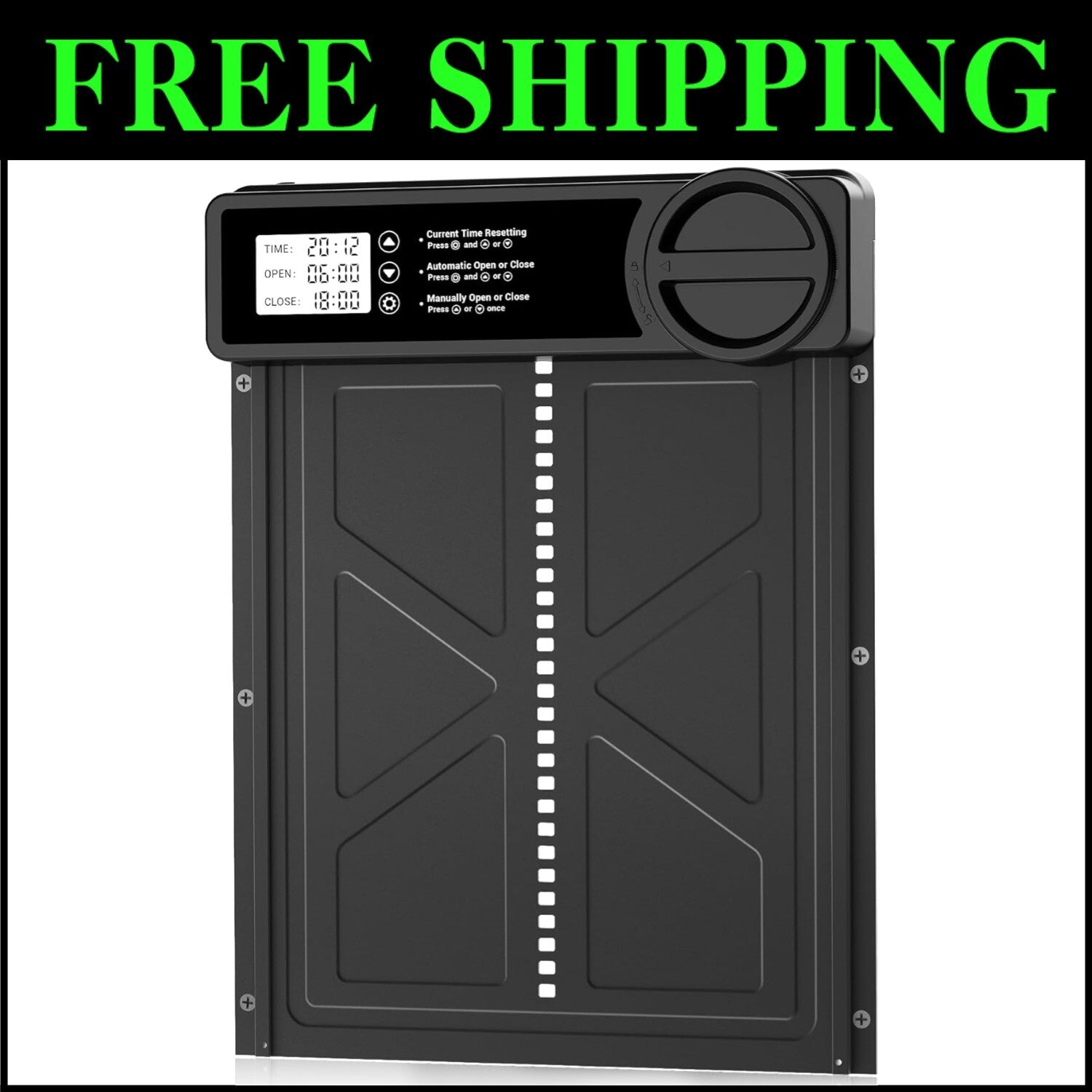 Large Automatic Poultry Door with Timer & User-Friendly LCD - Ideal for Any Coop