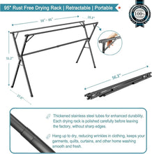 Load image into Gallery viewer, 95 Inches Heavy-Duty Stainless Steel Clothes Drying Rack - Foldable &amp; Portable