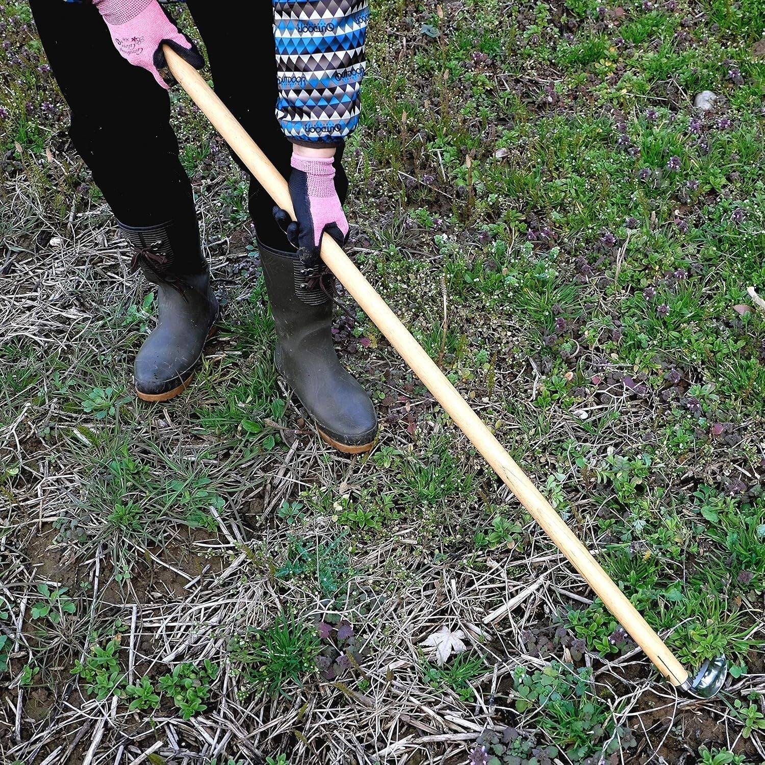 42-3/4" Japanese Long Handle Weeder - Heavy-Duty Stainless Steel Gardening Tool