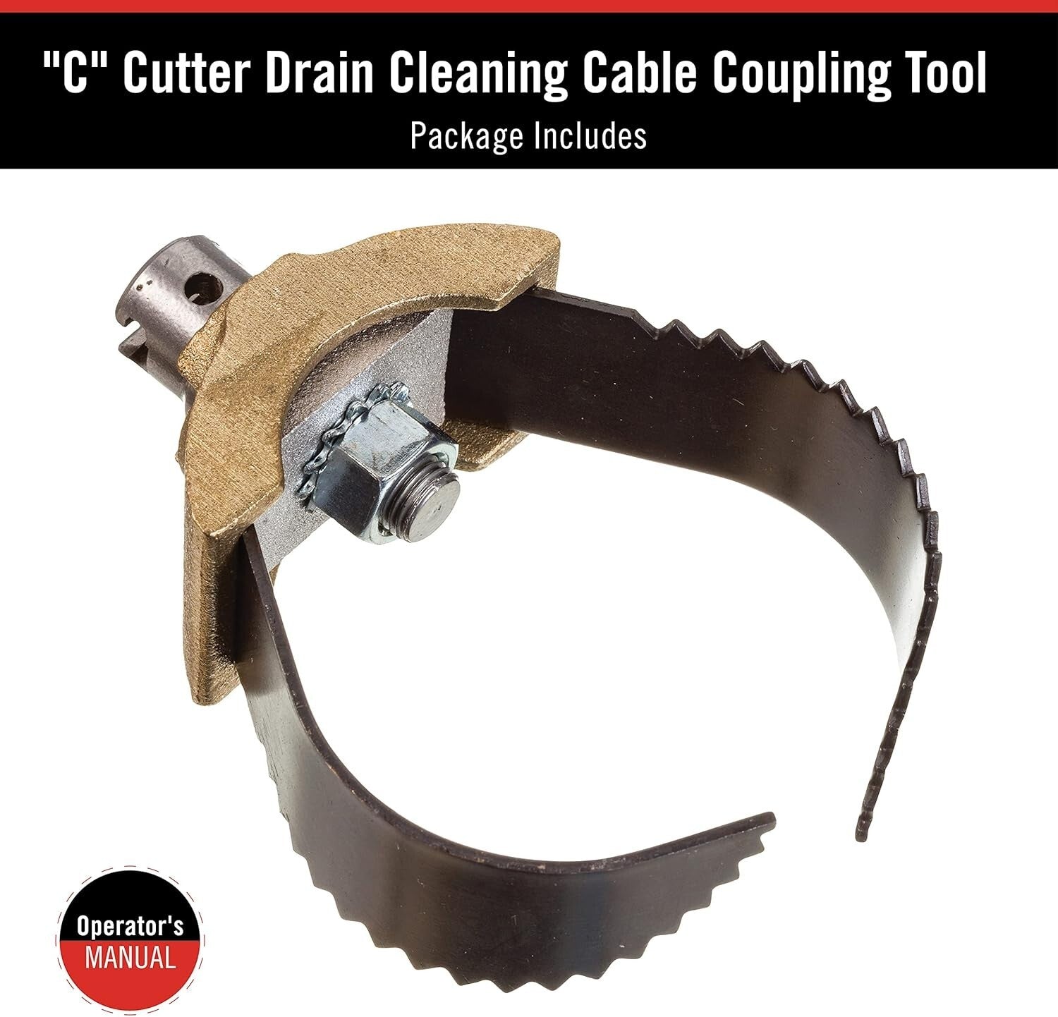 Heavy-Duty 3-Inch 'C' Cutter Cable Coupling Tool for Drain Cleaning Efficiency