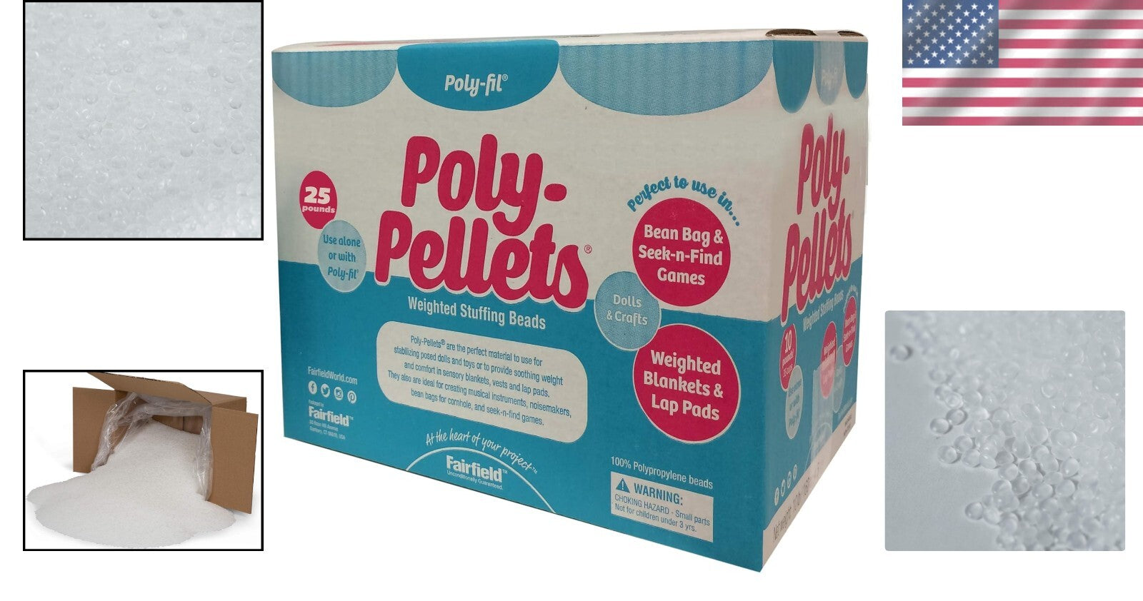 Premium Craft Stuffing: 25 lbs of Poly-Fil Poly-Pellets for Creative Projects