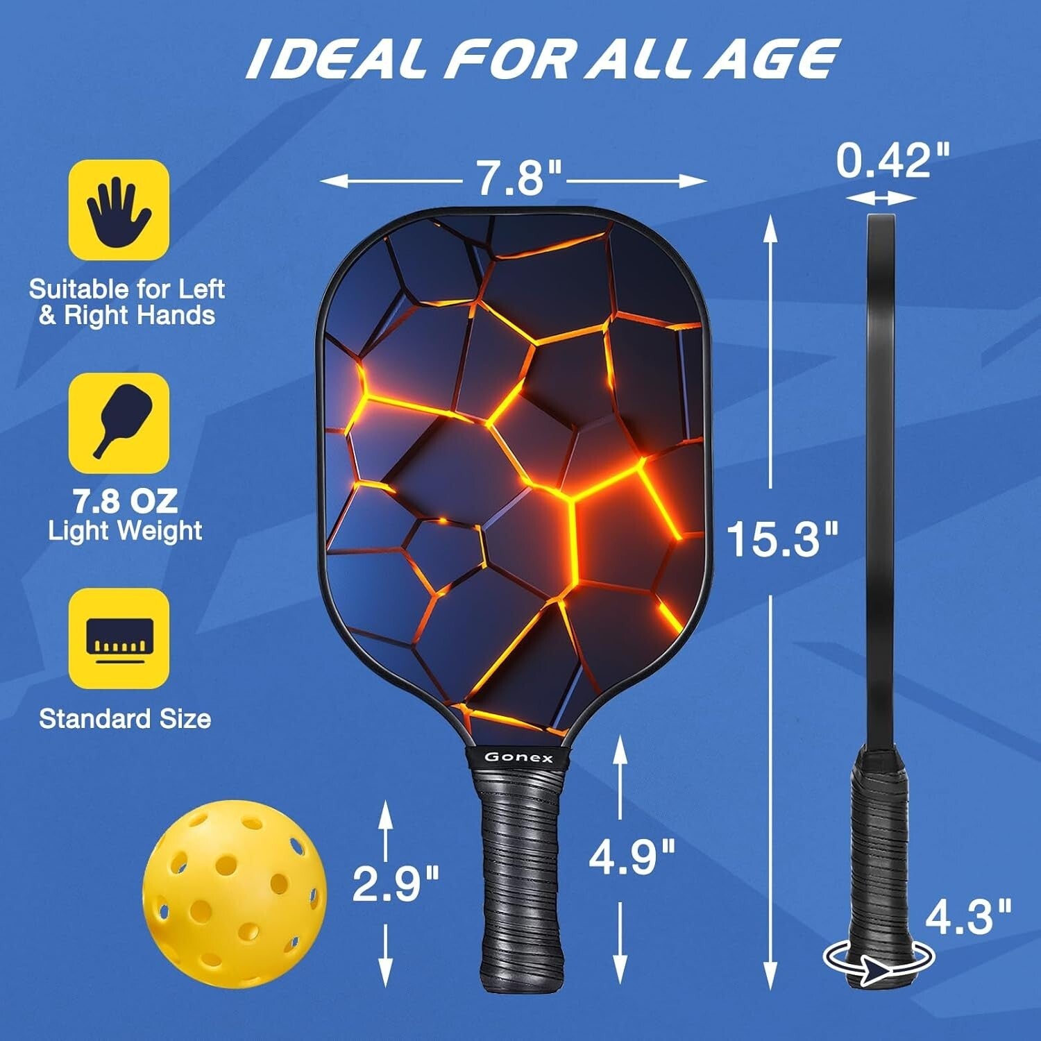 Lightweight Graphite Pickleball Rackets with Comfort Grip - Set of 4 & Carry Bag