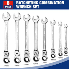 Load image into Gallery viewer, Professional 8-Piece Metric Ratcheting Wrench Set, Lightweight &amp; Mirror Polished