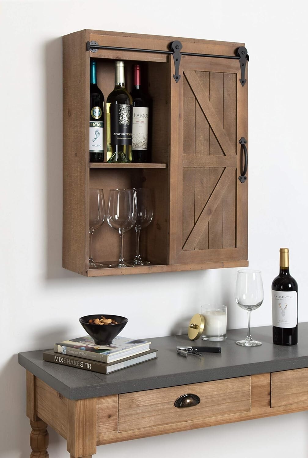 Durable Rustic Brown Bathroom Storage Cabinet with Easy-Access Sliding Door