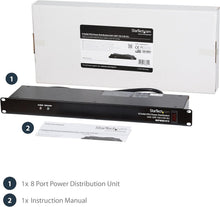 Load image into Gallery viewer, Power Distribution Unit with 8 Outlets - 1U Rack Mount &amp; Surge Protection