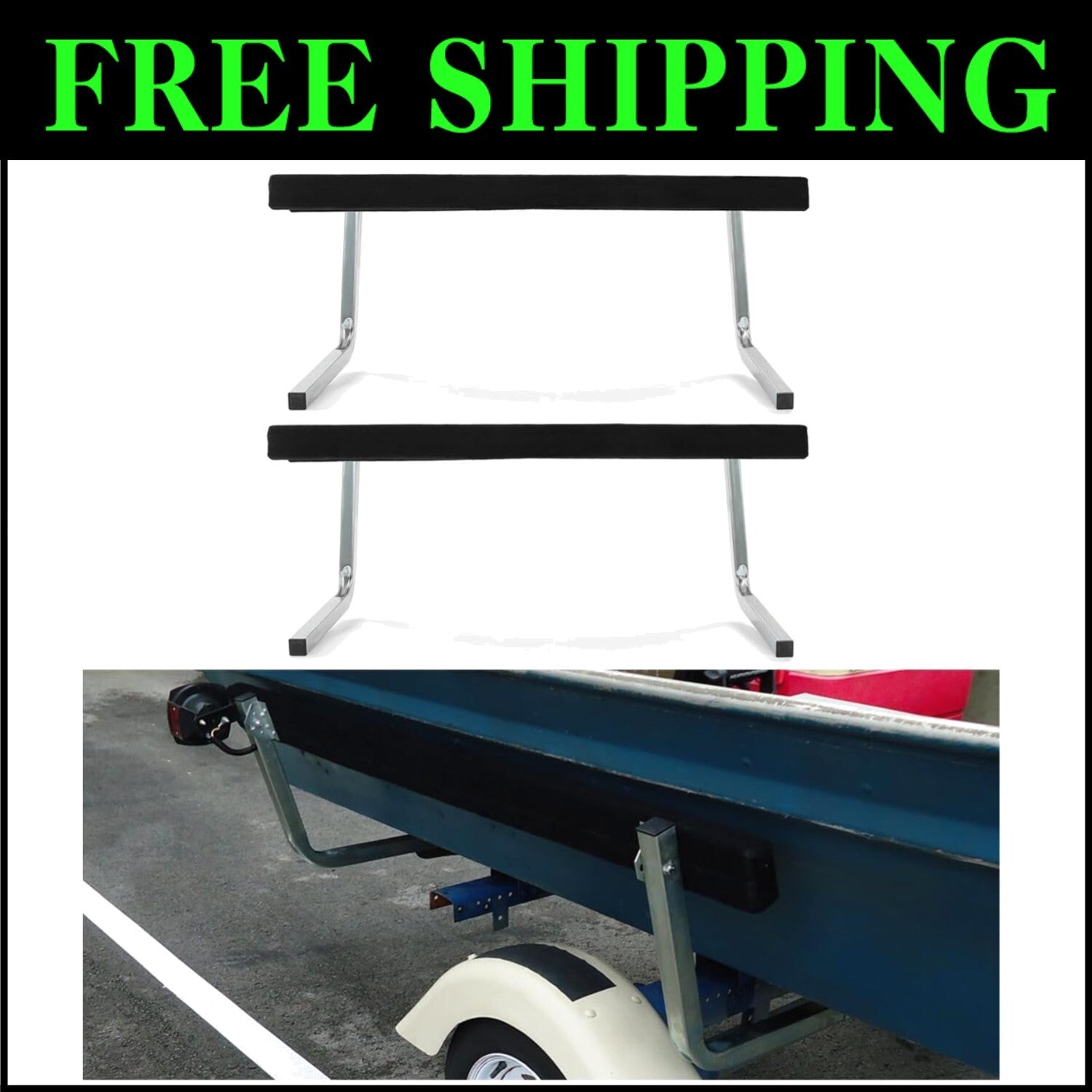Galvanized Steel Bunk Board Guide Rails for Easy Boat Loading - 2 Foot Kit