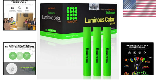 Non-Toxic Dustless Luminous Chalk Set - 72 Pcs in Yellow Green for Creative Use