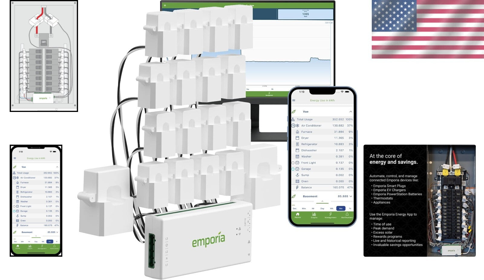 16 Circuit Smart Energy Monitor with Real-Time Management | UL Certified Safety