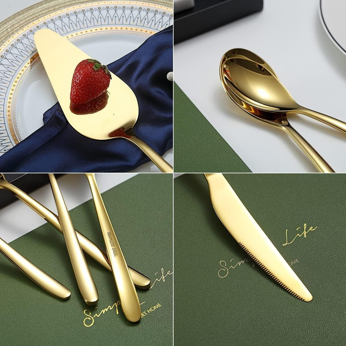 Elegant 46-Piece Gold Dining Set - High-Quality Stainless Steel & Ideal Gift