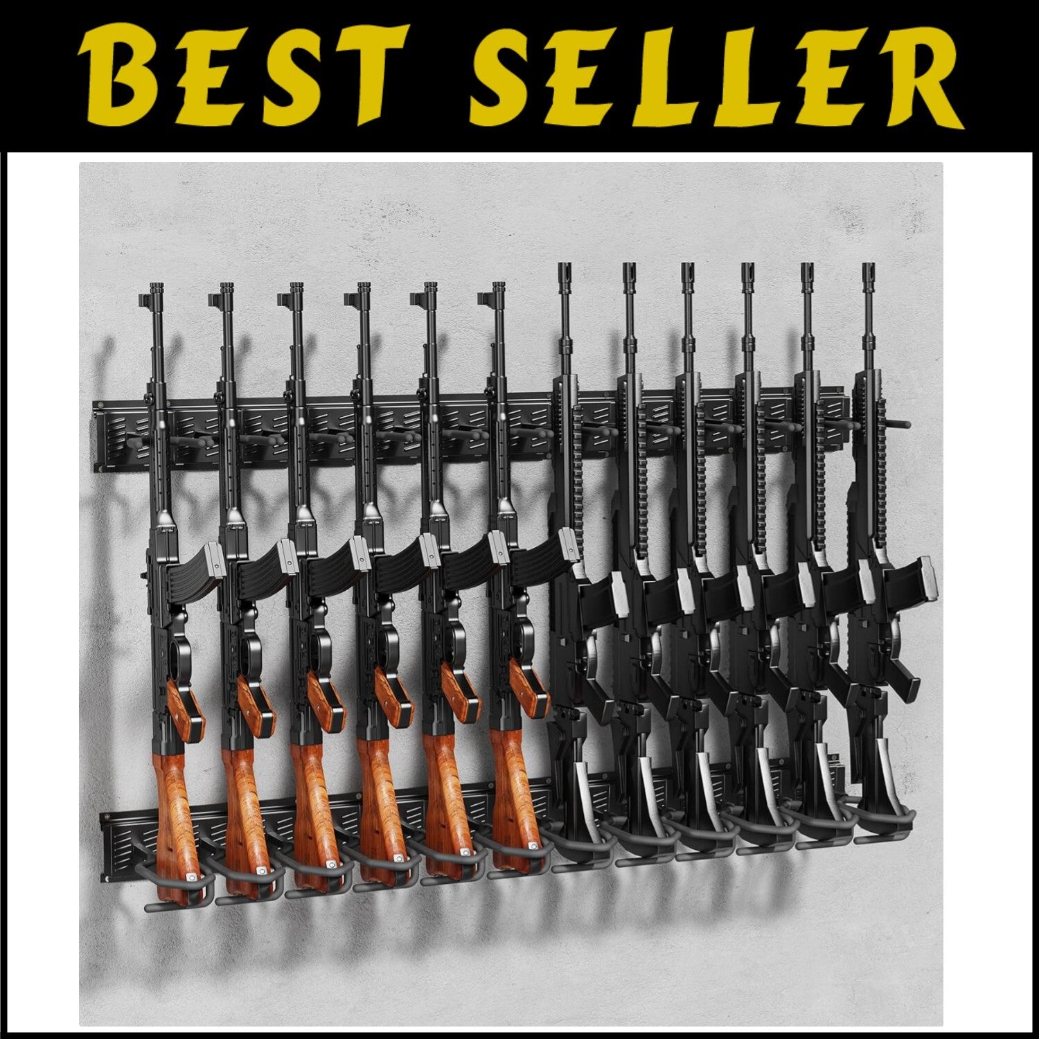 Durable Steel Wall-Mounted Gun Rack - Adjustable Display for Shotguns & Rifles