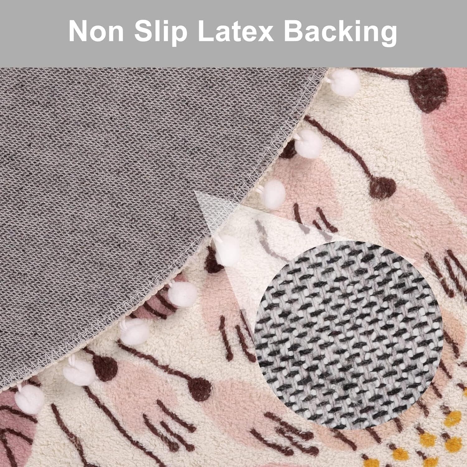 Charming 5.3' Circle Pom Pom Rug - Cozy Non-Slip Floor Mat for Nursery & More