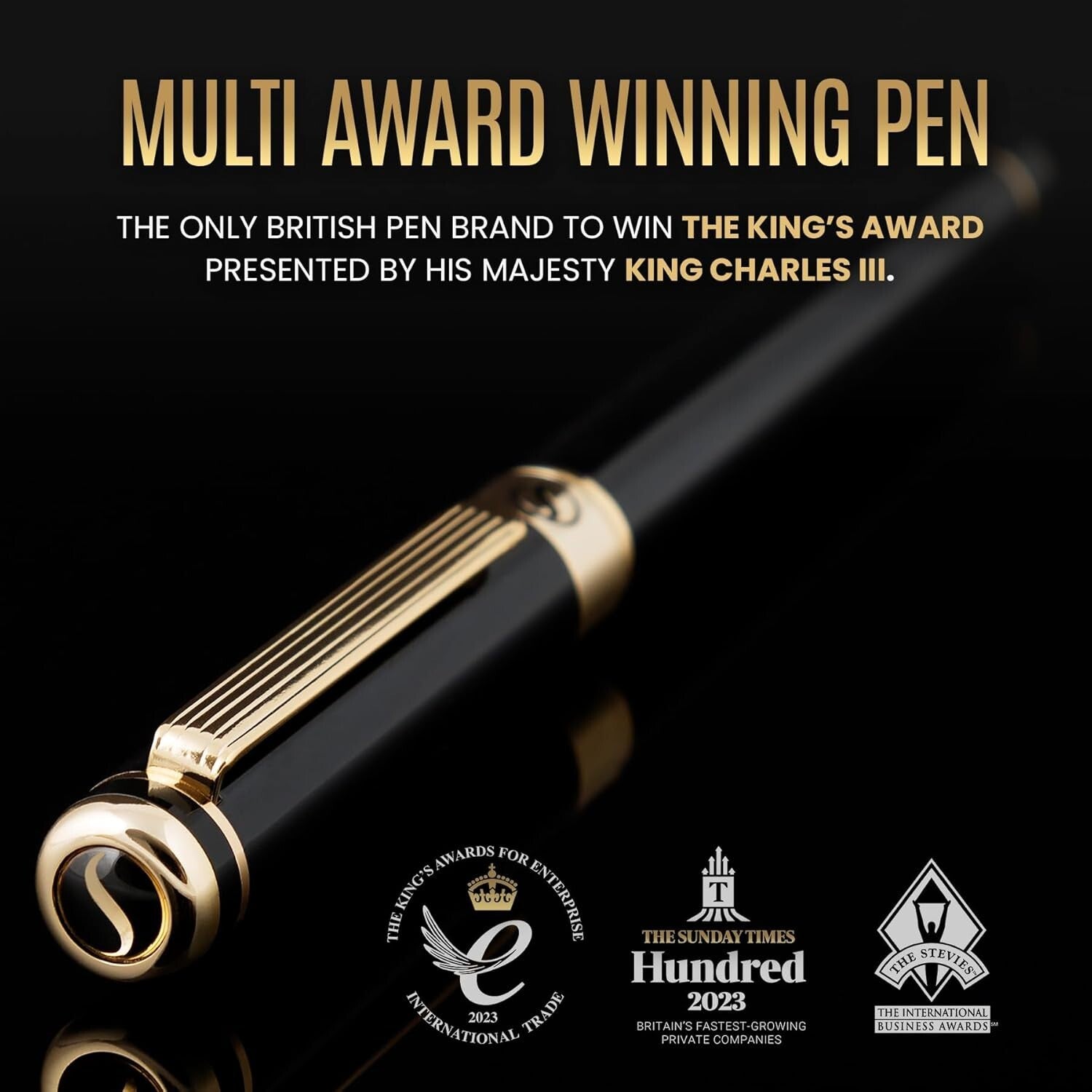 Schmidt 18K Nib Broad Fountain Pen in Black with Gold Trim - Write with Elegance