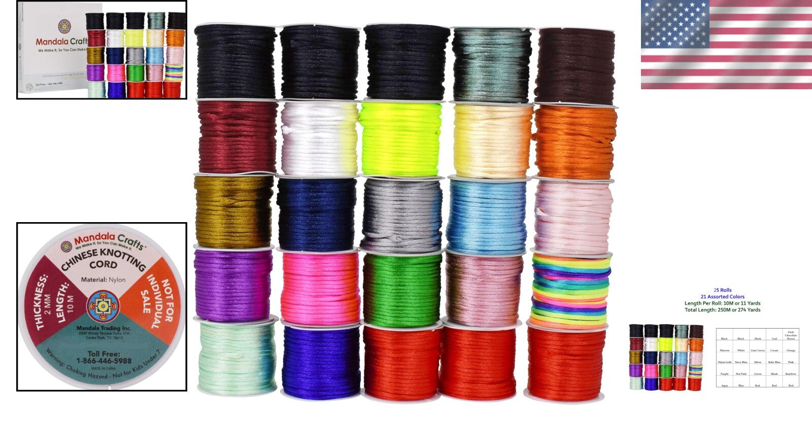 Durable Heat-Treatable 2mm Nylon Satin Cord - Perfect for Jewelry Making & More