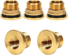 Load image into Gallery viewer, Pack of 5 Brass Bulkhead Fittings - 3/4" NPT Female x 1" Male for Water Tanks