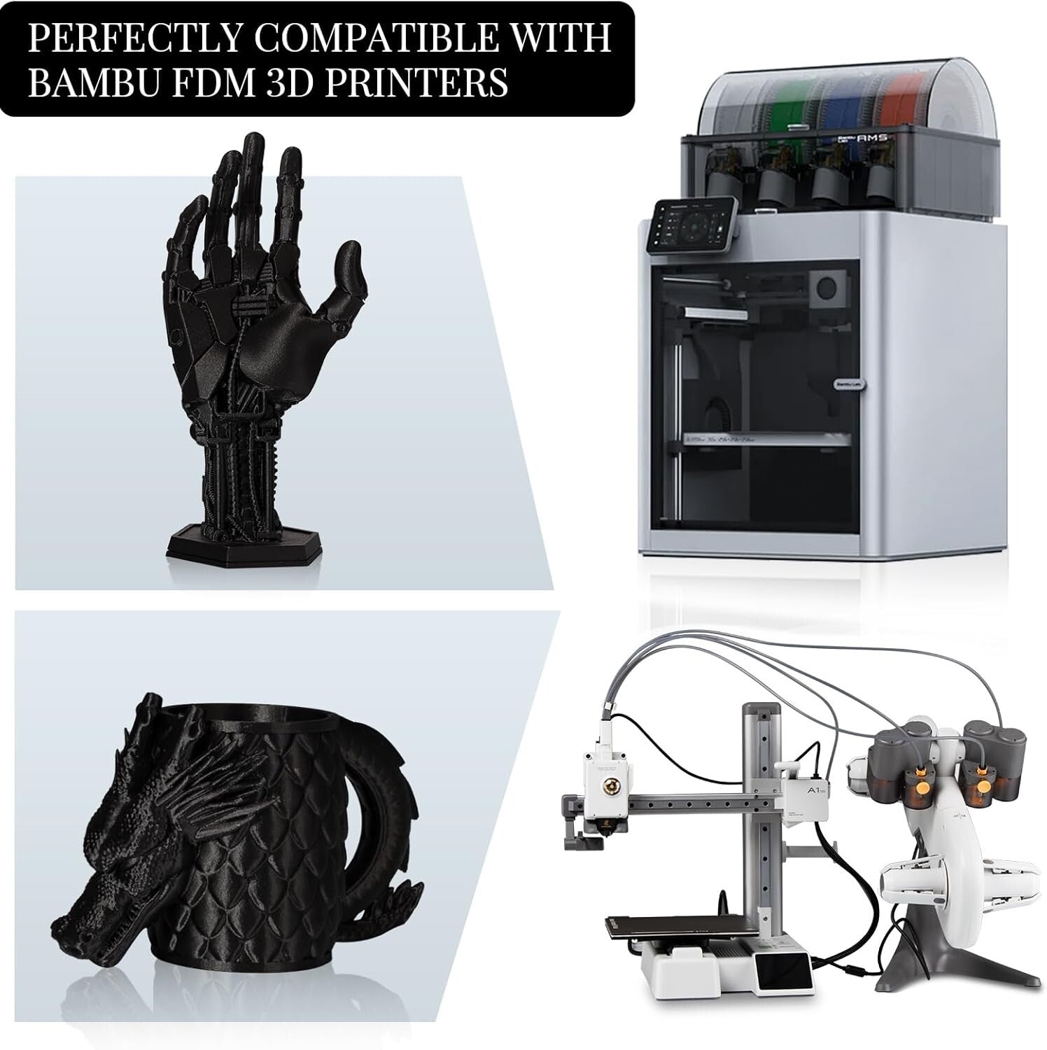 Premium 1.75mm PETG-CF Filament 3KG - Best for Bambu LAB and Creality Printers