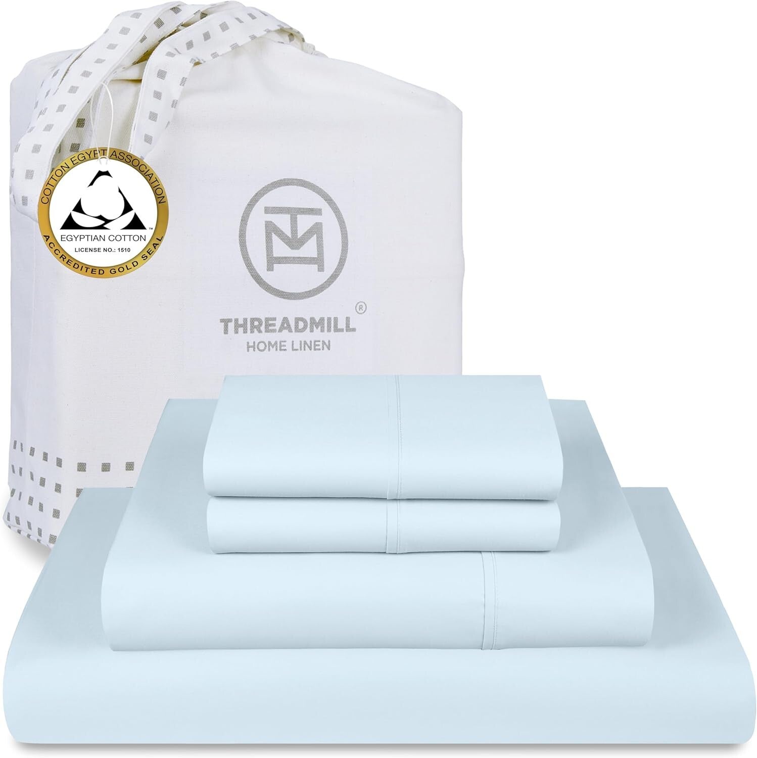 Elegant Light Blue Egyptian Cotton Sheets - 400 TC Cooling Set for Full Beds