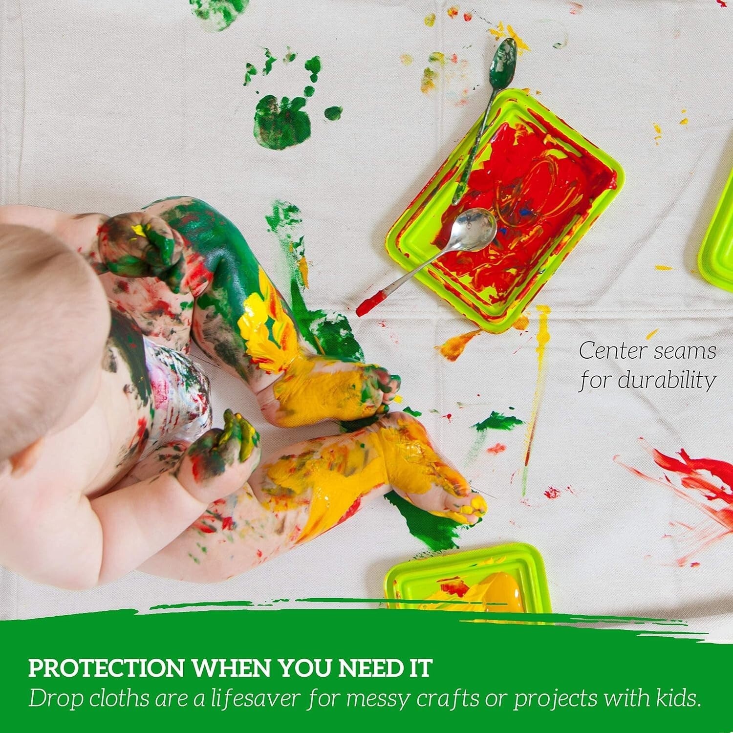 Eco-Friendly Canvas Drop Cloth 12' x 15' - Washable Drop Sheet for Easy Cleanup