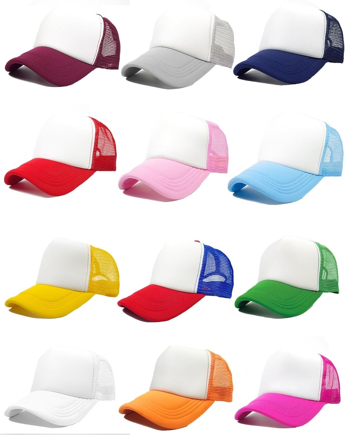 Elegant Sublimation Blank Trucker Hats - 12-Pack DIY Snapback Caps for Events