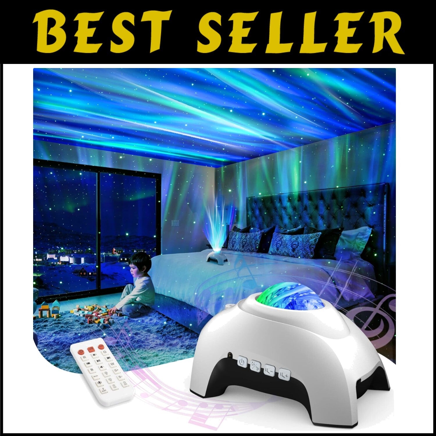 Elegant Galaxy Projector with Sound Activation - Night Light for Kids & Adults