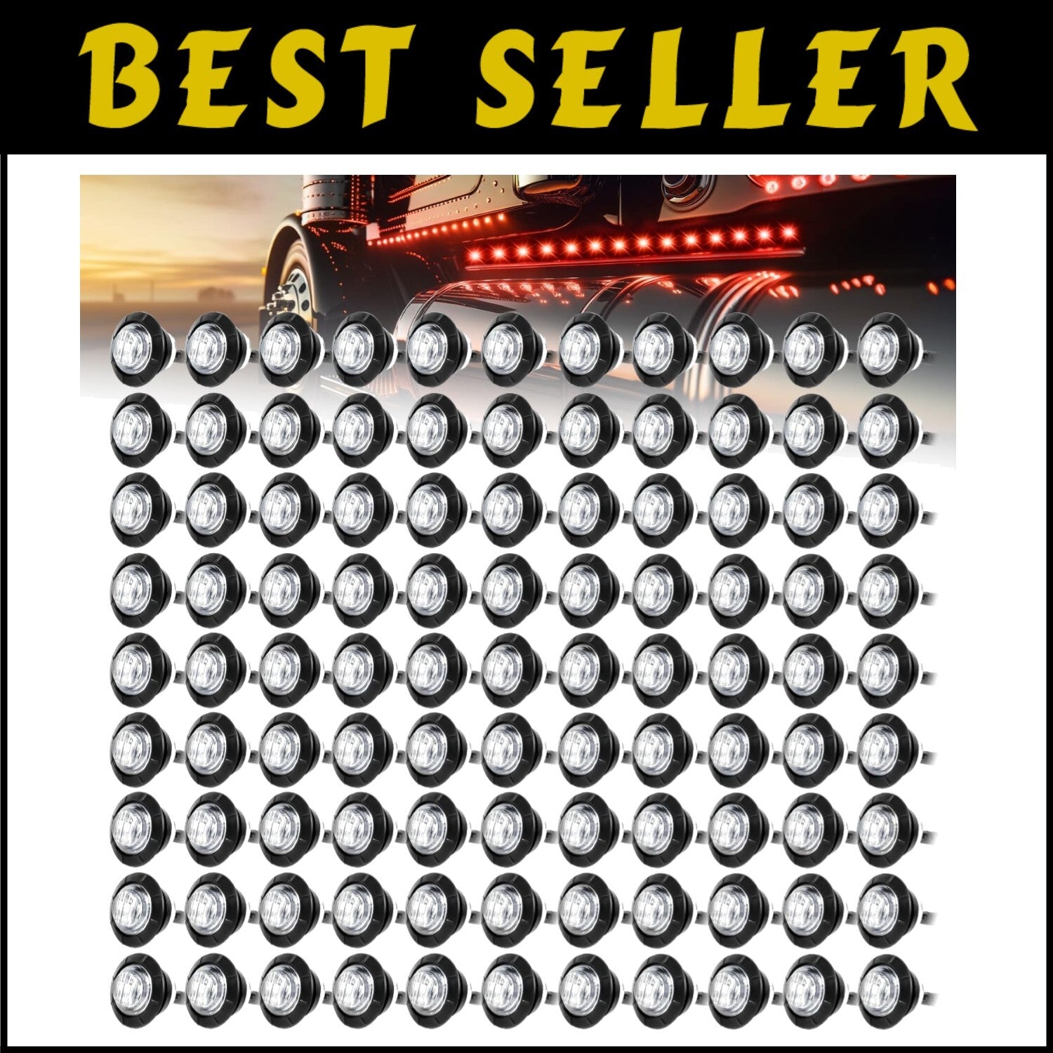 Durable 3/4 Inch LED Clearance Lights - Red & Clear Lens for Trucks/Trailers