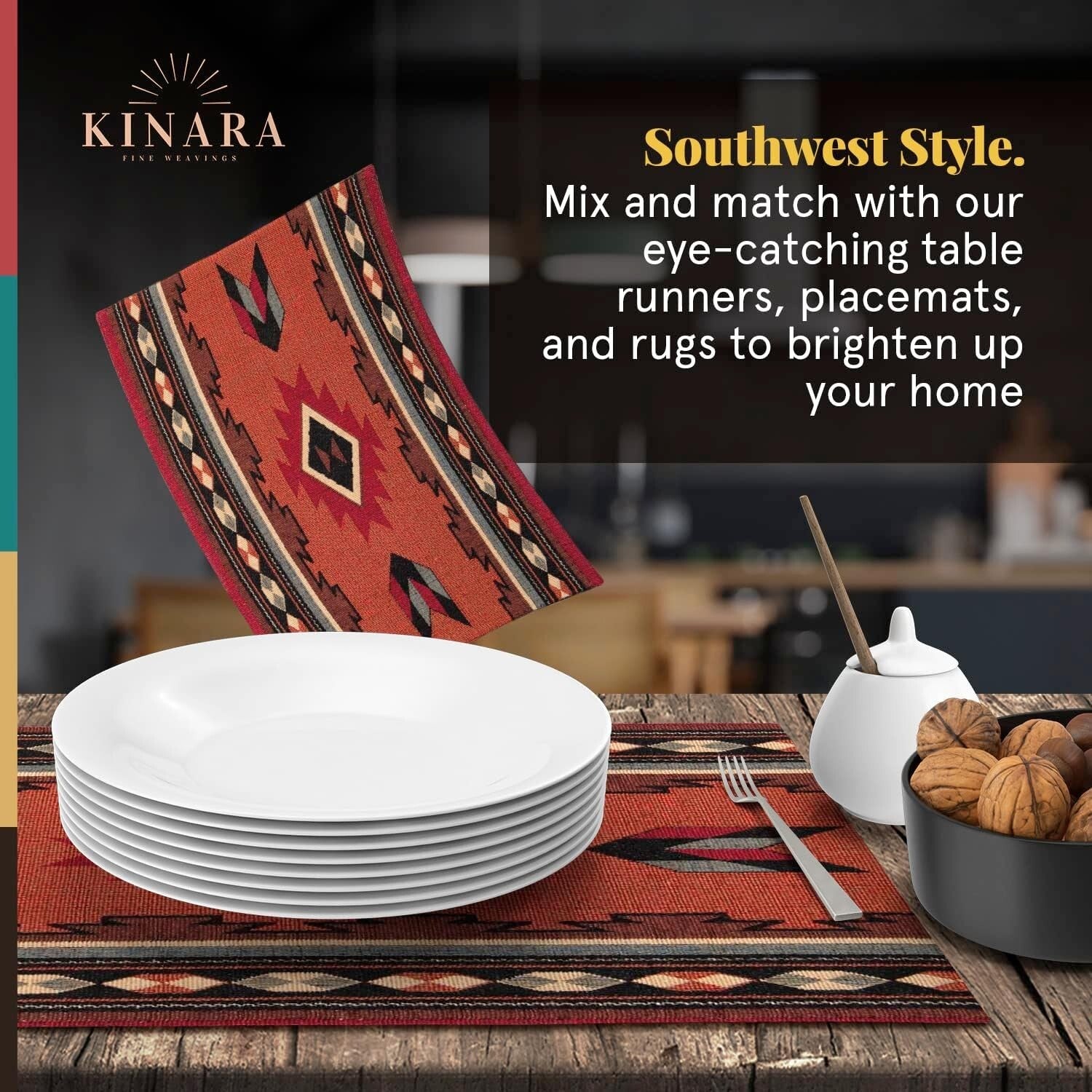 Cibola Placemat Set – 4 Rectangular Placemats with Unique Southwestern Patterns
