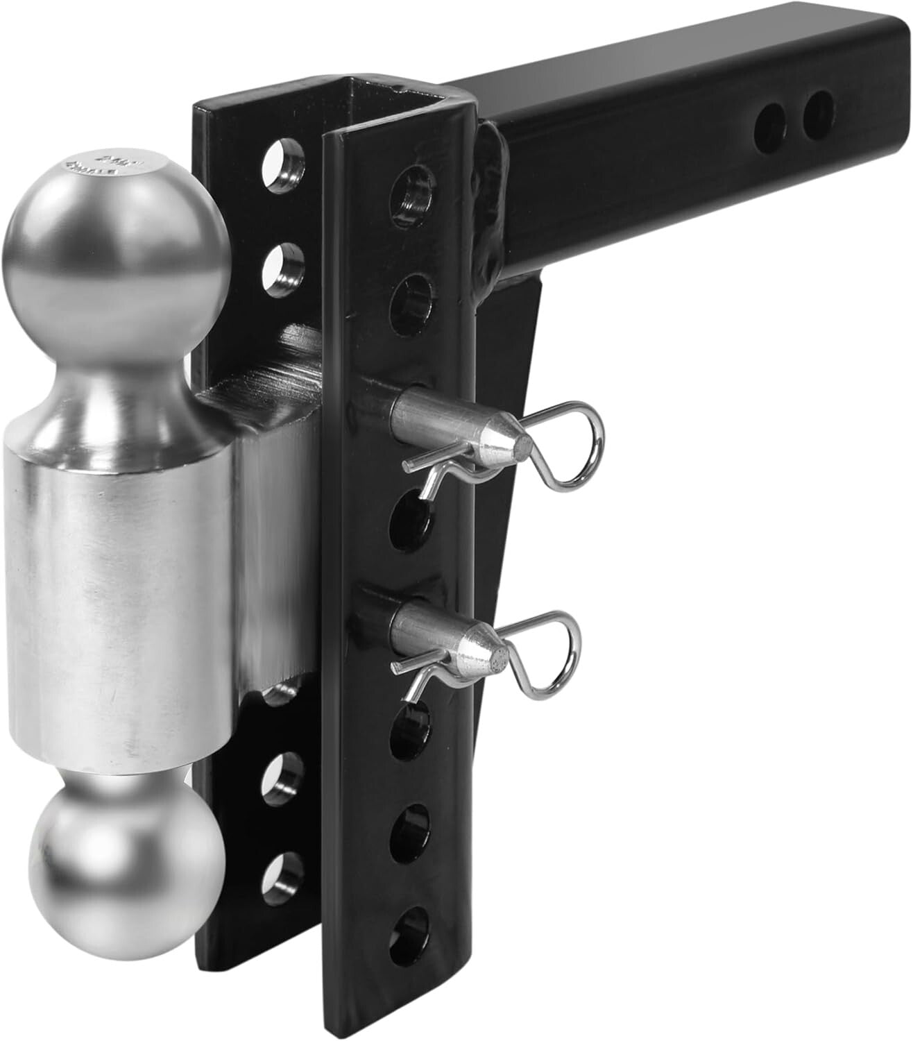 Adjustable Dual Ball Mount - 12,000 lbs Capacity for 2" Receiver, Dual Balls
