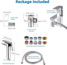 Load image into Gallery viewer, Modern Handheld Bidet Attachment - Easy Install Chrome Faucet Hose with Adapters