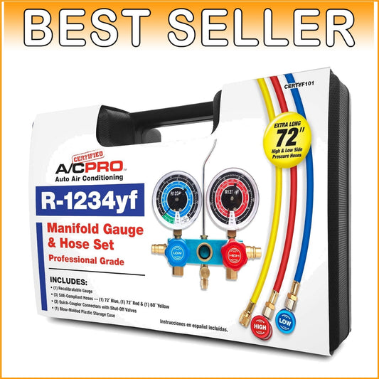 Essential Car A/C Recharge Kit - R-1234yf Gauges & Hoses for DIY Maintenance