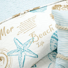 Load image into Gallery viewer, Harbor Life 5-Piece Reversible Coastal Quilt Set - Twin/Twin XL - Beach Theme