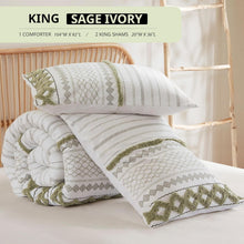 Load image into Gallery viewer, Luxury King Size Comforter Set - 3 Piece Cotton Bedding with Matching Shams