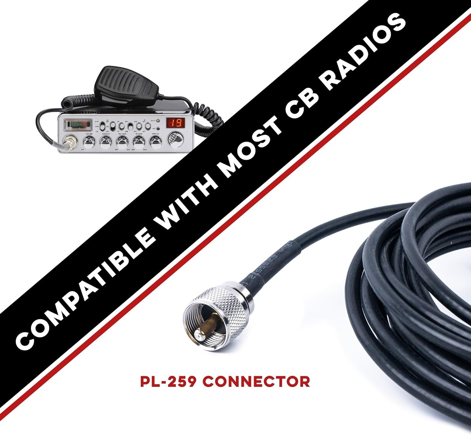 Durable 28" CB Antenna Kit with 18' RG-58A/U Cable for Hassle-Free Installation