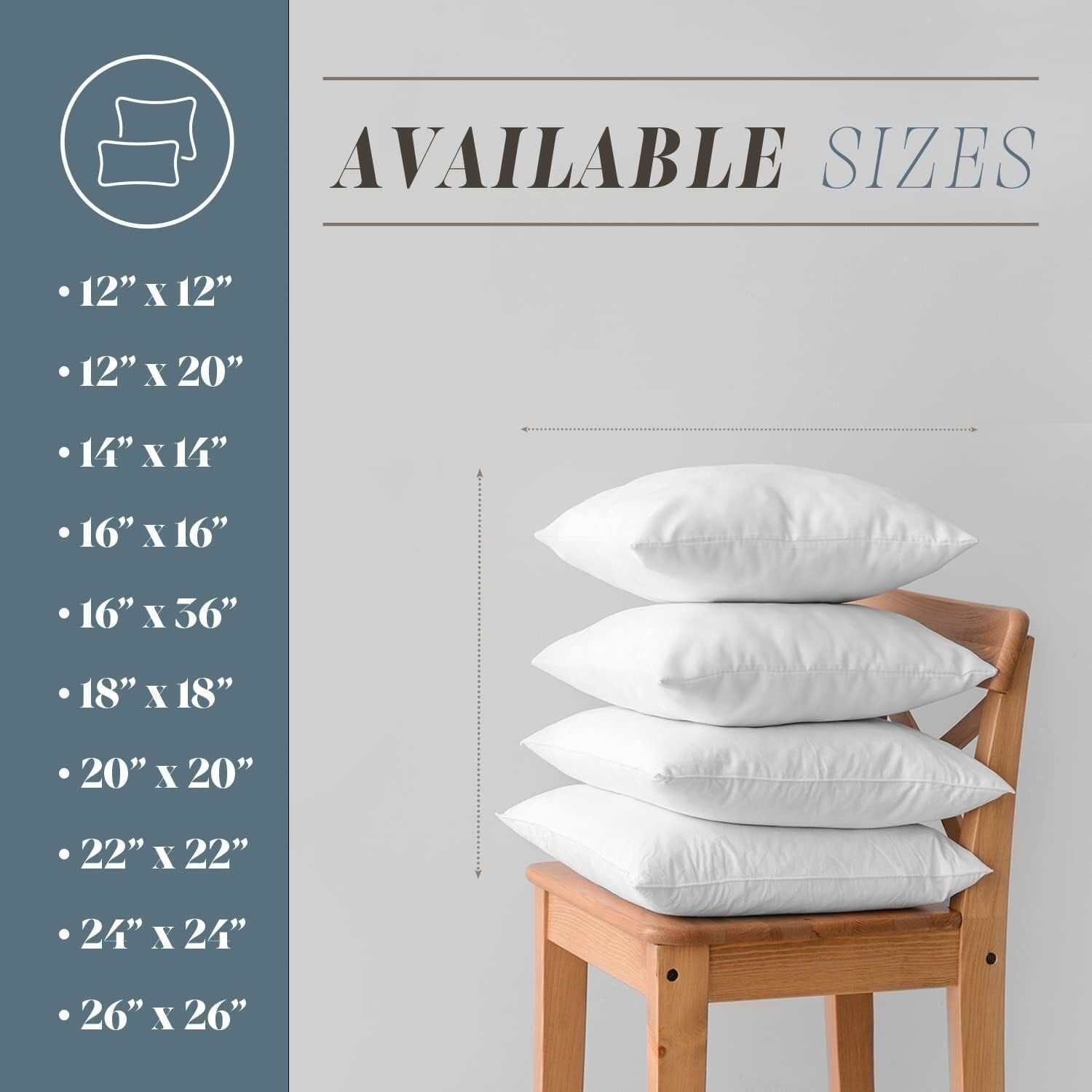 Ultimate Comfort 6-Pack Square 18x18 Pillow Inserts - Hypoallergenic & Durable