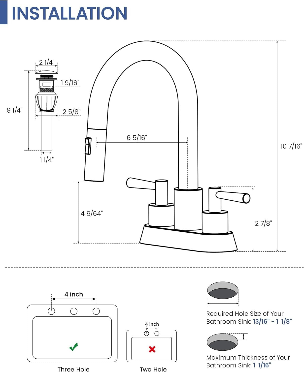 Elegant 4-Inch Centerset Bathroom Faucet with Dual Handles & Easy Drain Assembly