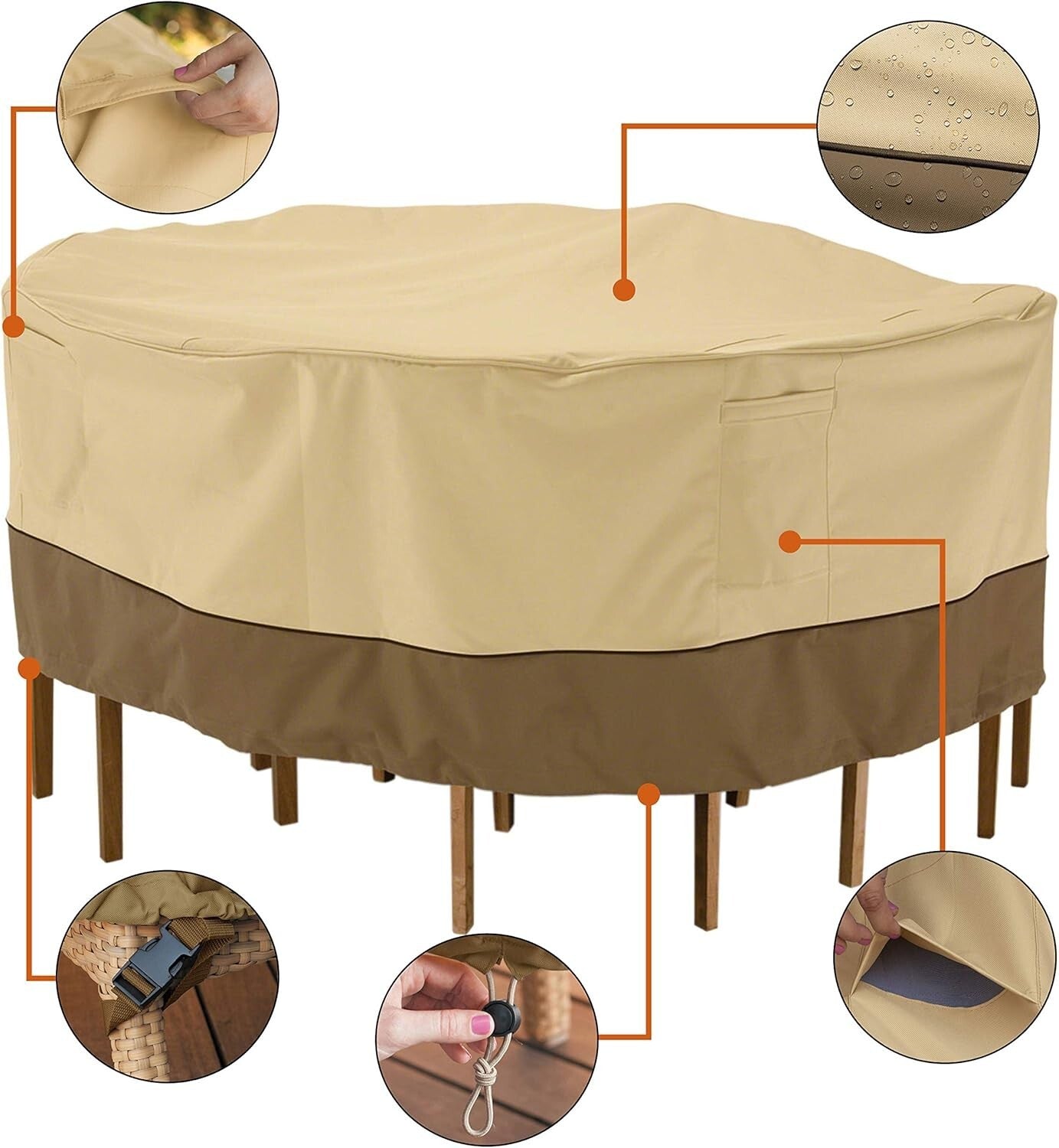 Veranda 60 Inch Round Table Cover - Stylish Protection Against Weather Elements