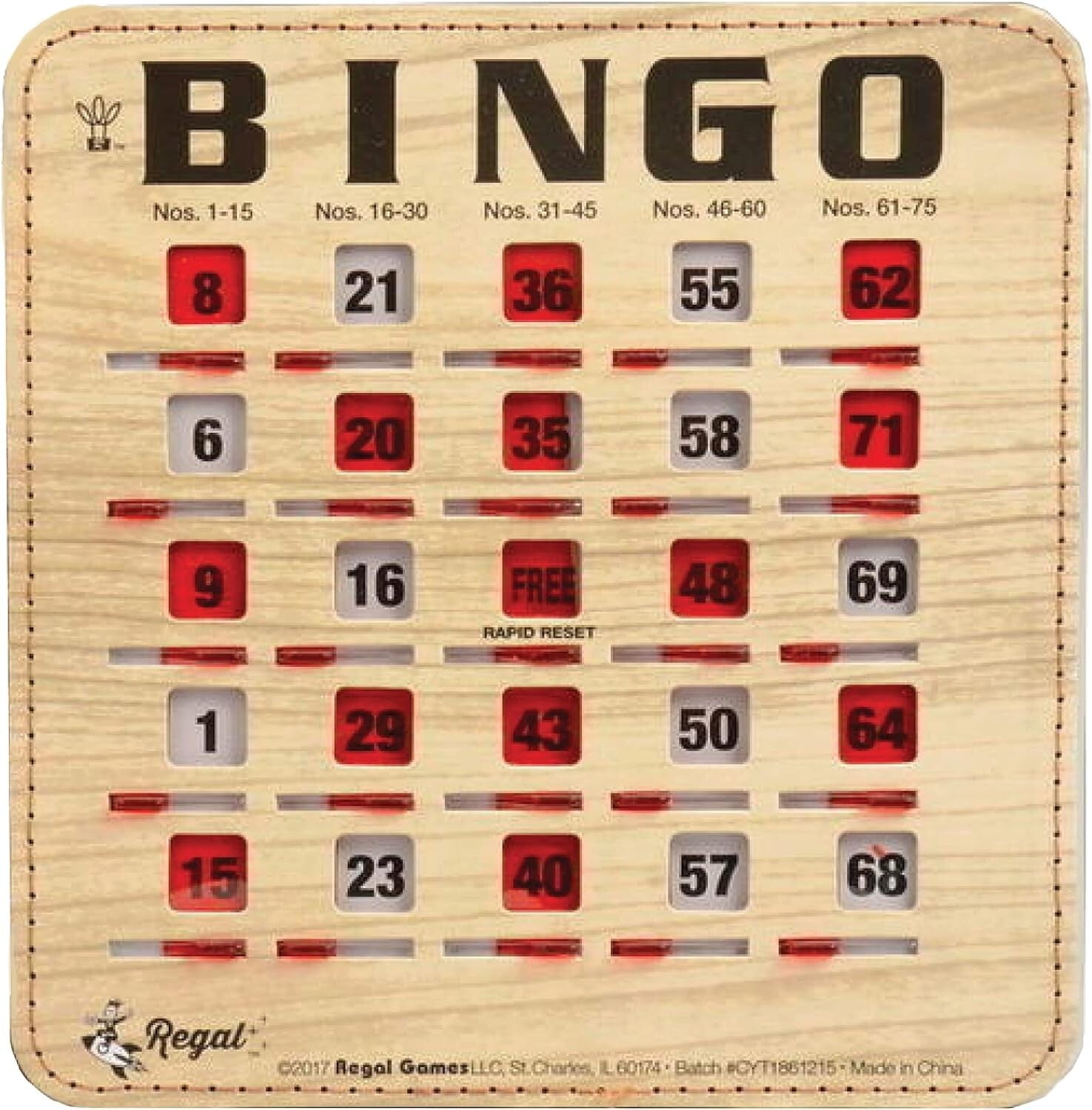 Durable Woodgrain Bingo Cards with Sliding Windows - Ideal for Family Gatherings