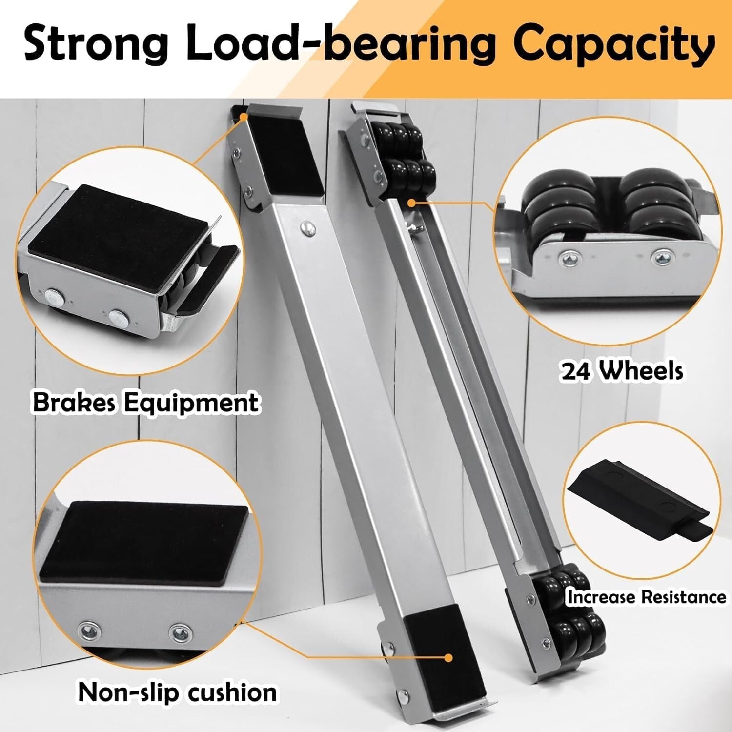 Durable 6 Pcs Appliance Rollers with Brake - Effortless Moving for Up to 660 lbs
