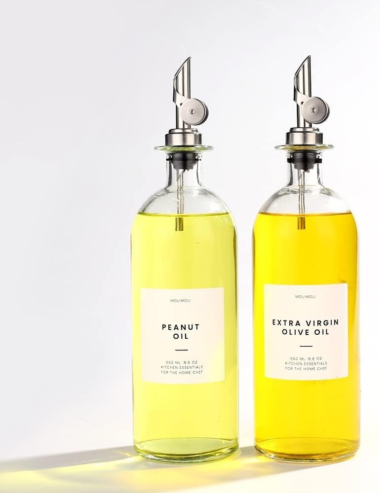 Elegant 500ml Glass Oil Dispenser Set with Leak-proof Weighted Pourers