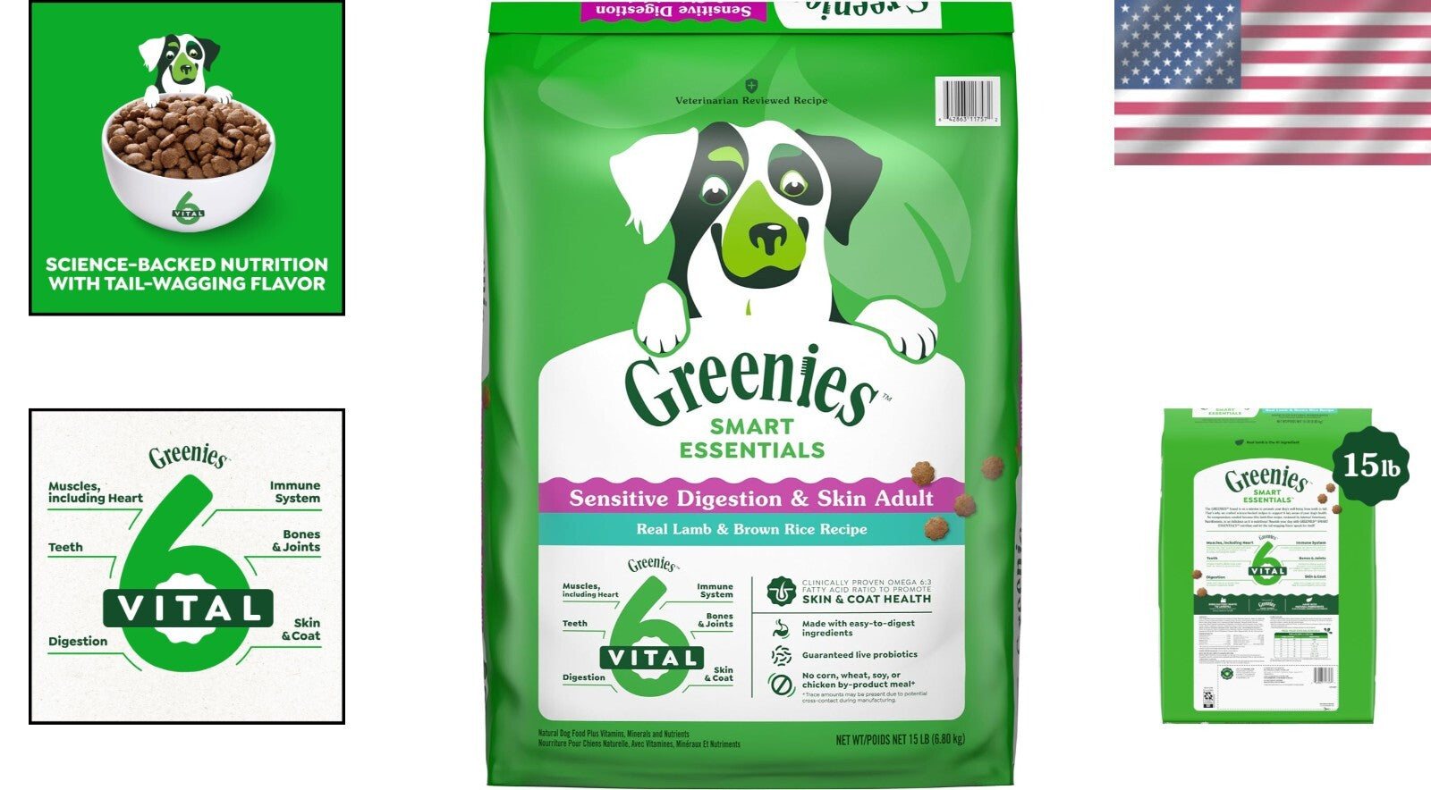 15 lb. Premium Adult Dog Food with Real Lamb & Brown Rice for Sensitive Stomach