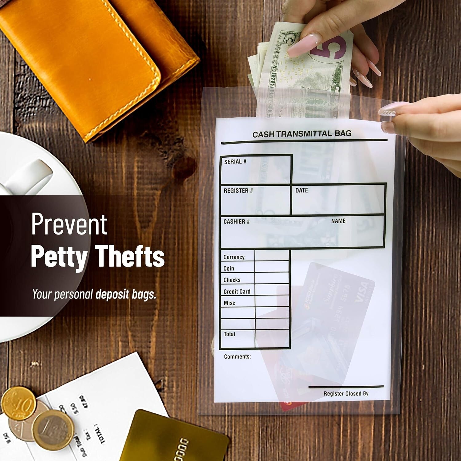 Secure Tamperproof Cash Bags - 6x9 Inch Self-Adhesive Envelopes, 500 Per Pack